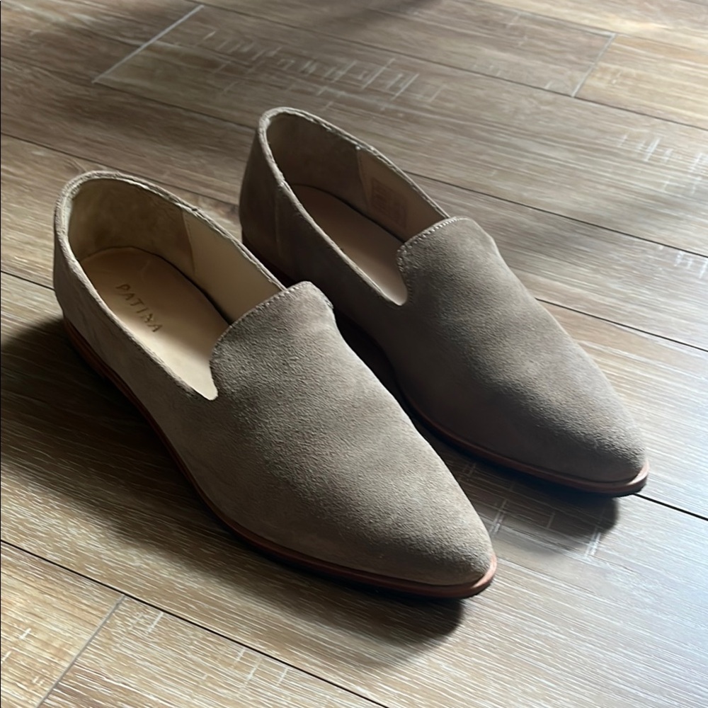 Portland Leather Patina Taupe Suede Loafers Pointed Toe